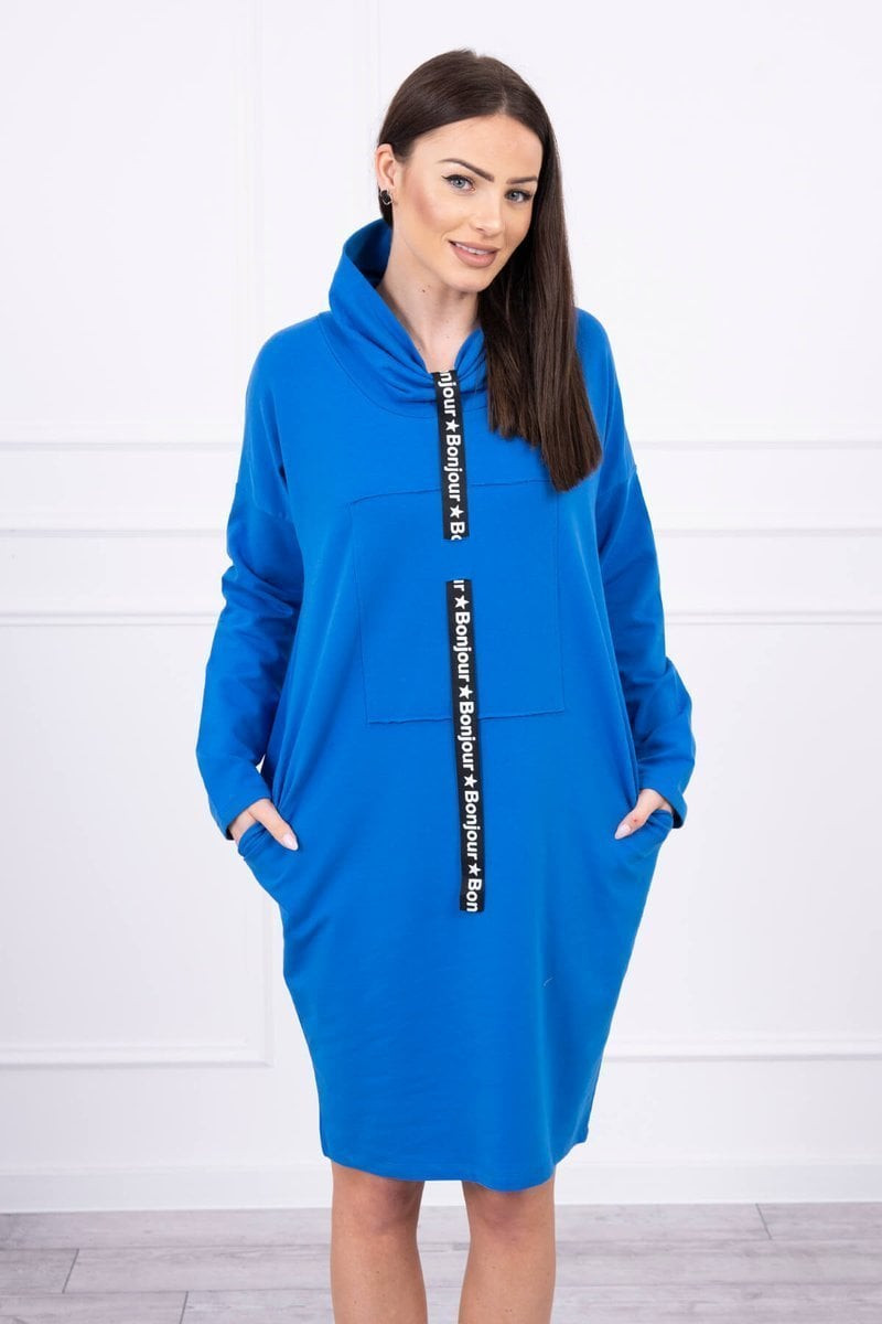 Dress with tie purple-blue