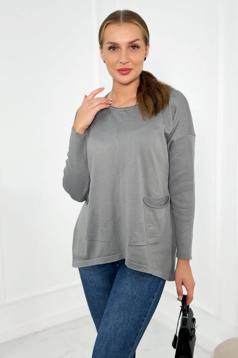 Sweater with front pockets gray