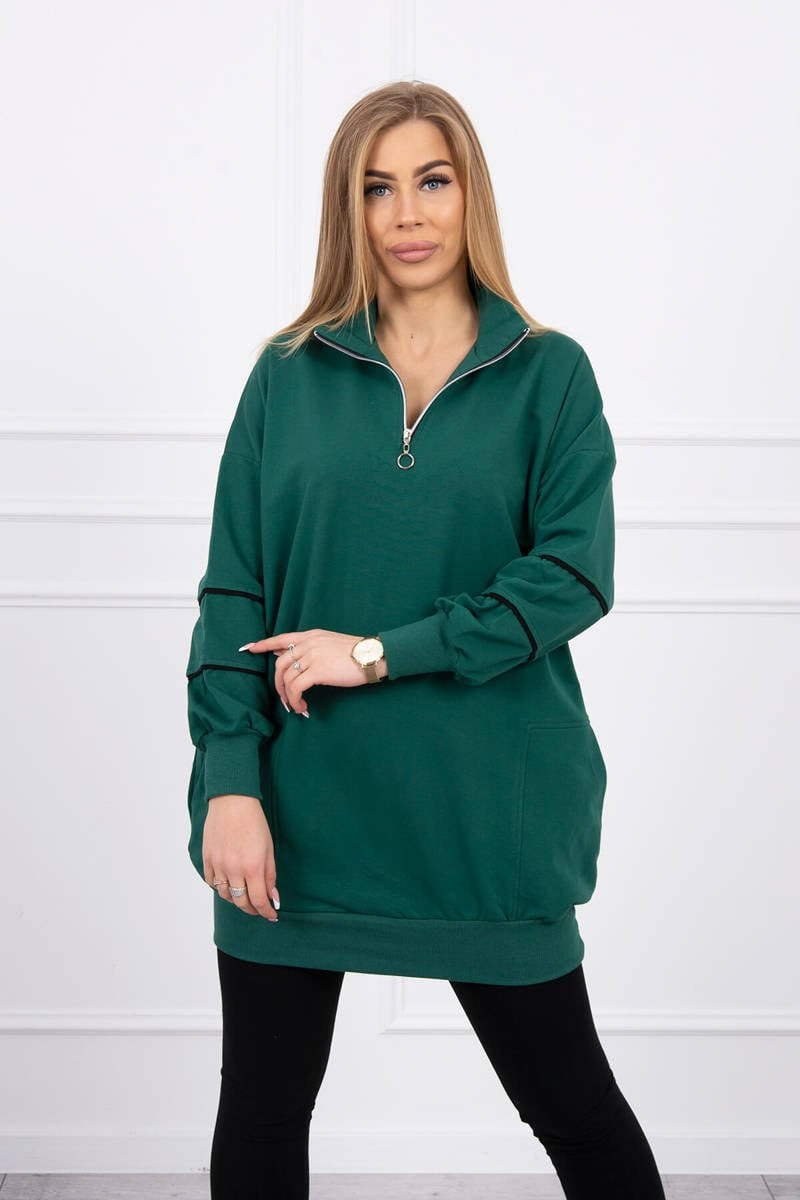 Sweatshirt with zip and pockets green