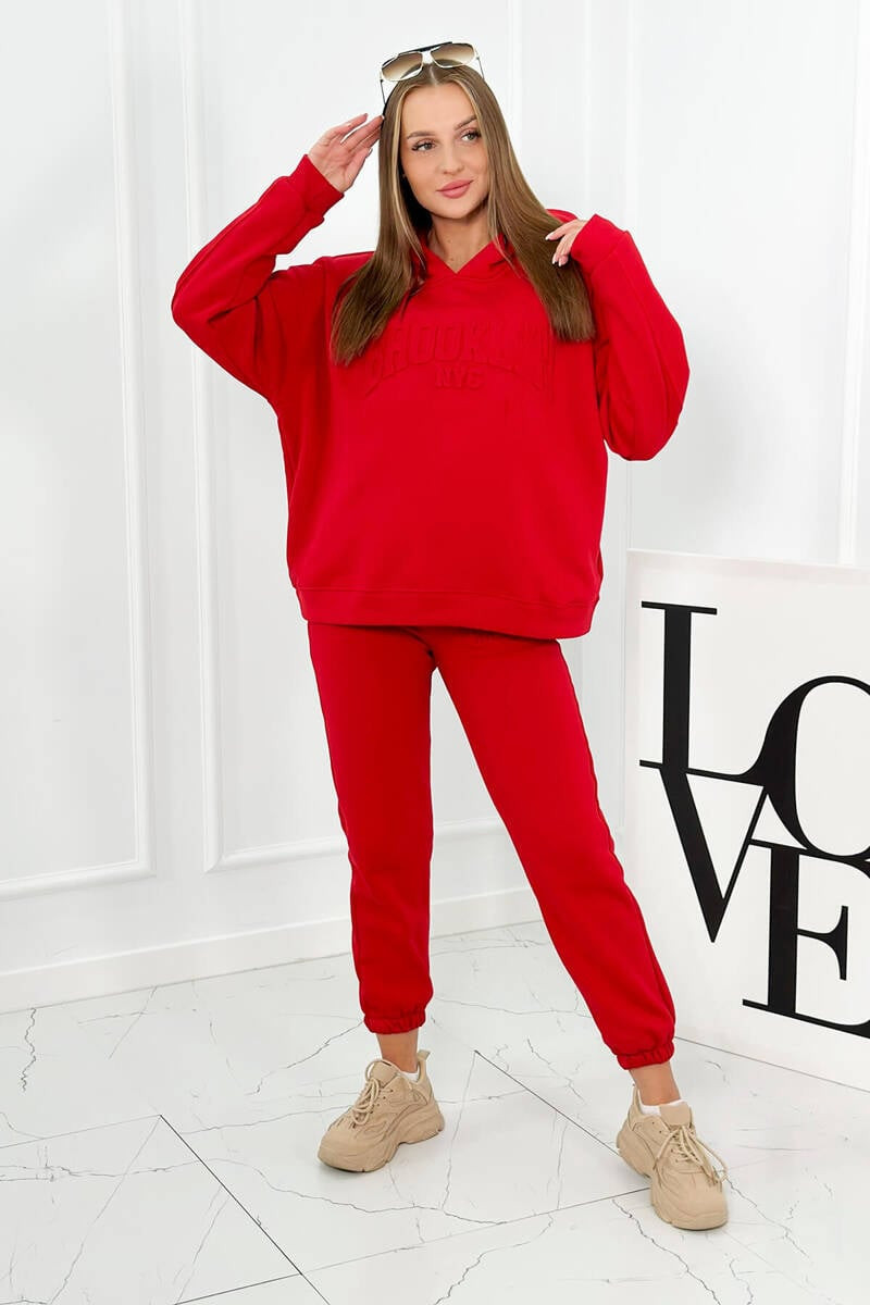 Insulated cotton set, sweatshirt + trousers Brooklyn red