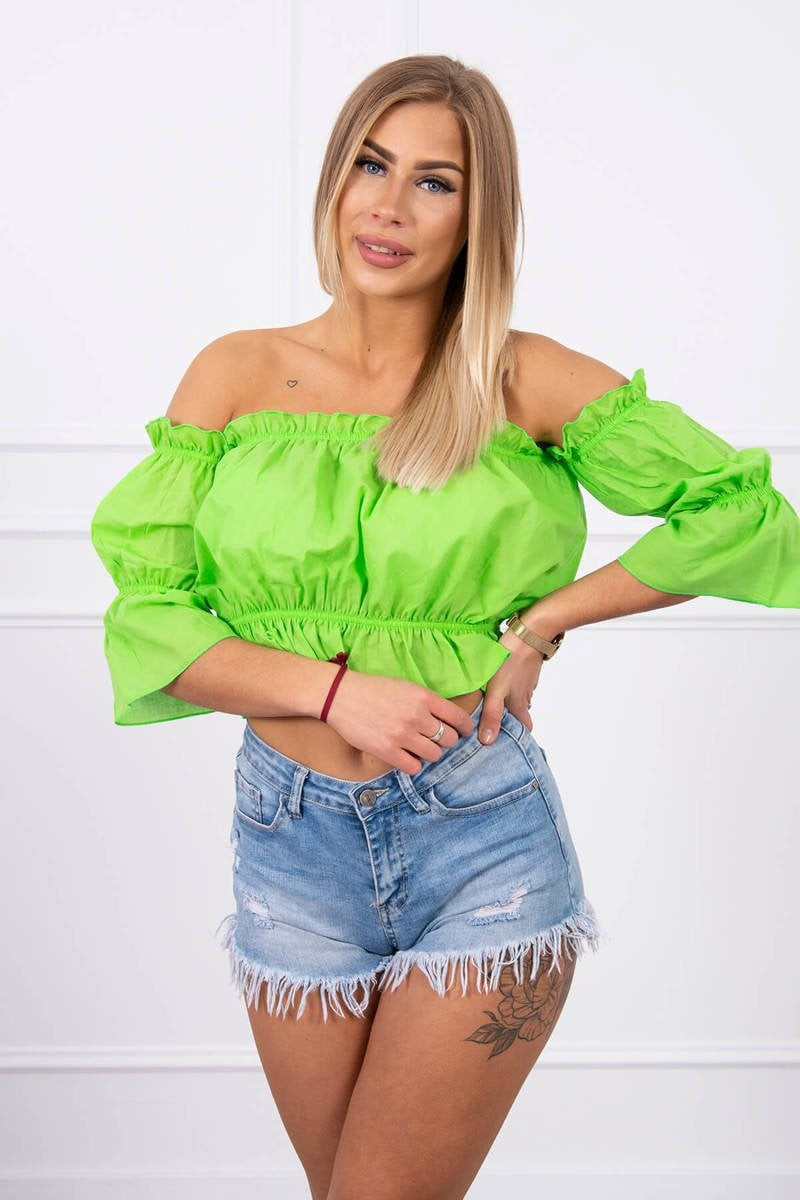 Blouse over the shoulder light green