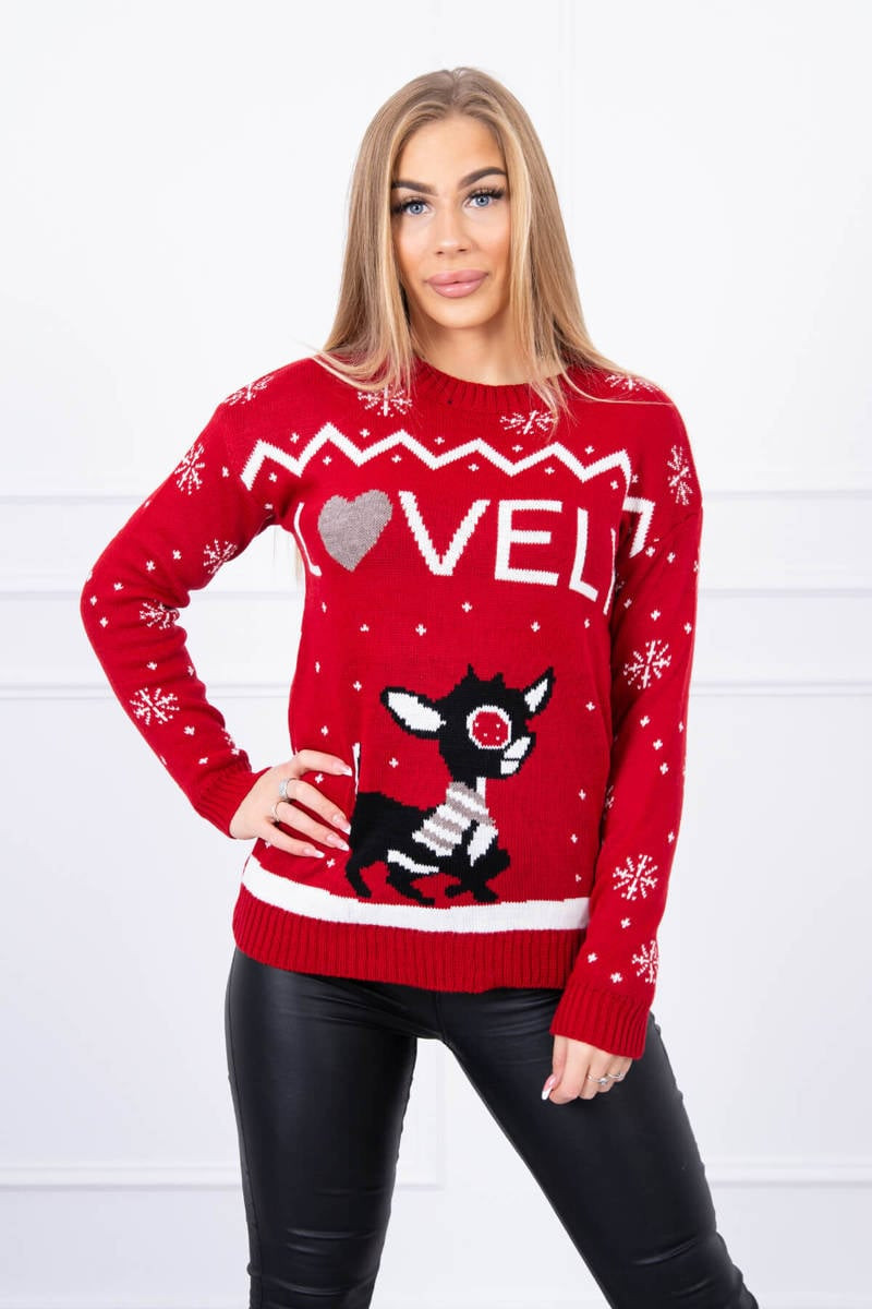 Christmas sweater with red lettering