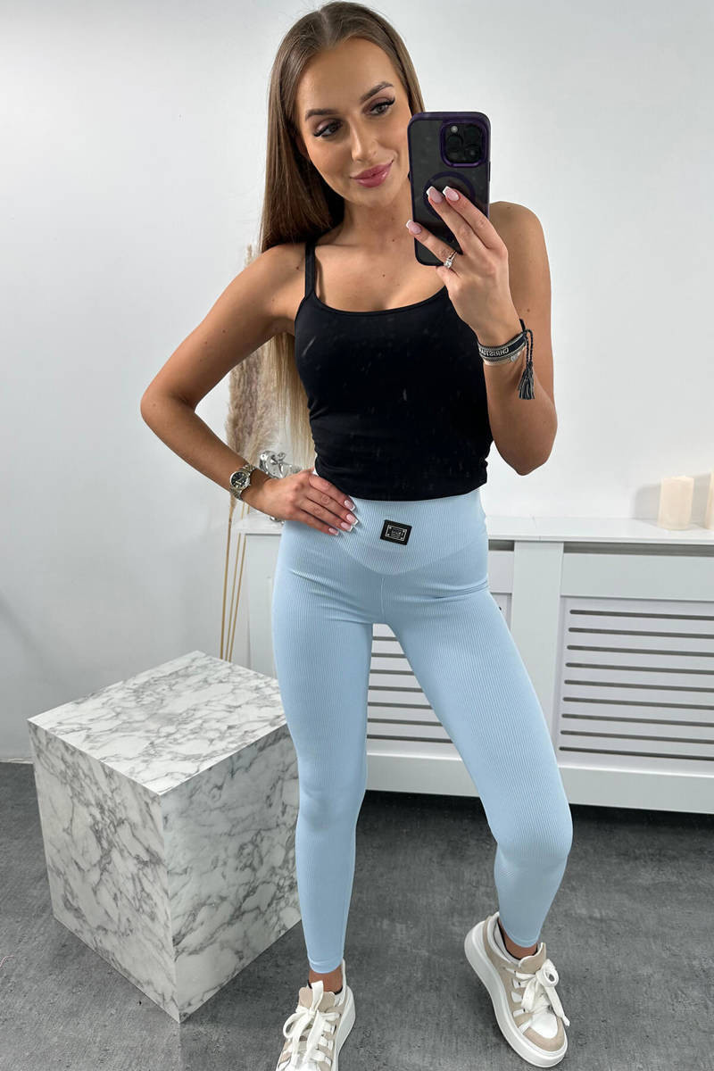 Ribbed leggings in azure color