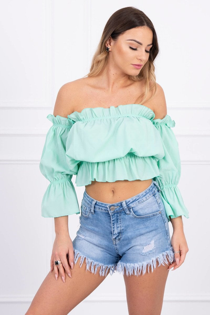 Mint blouse without shoulders
