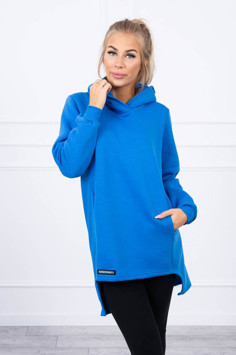 Insulated sweatshirt with a longer back part purple blue