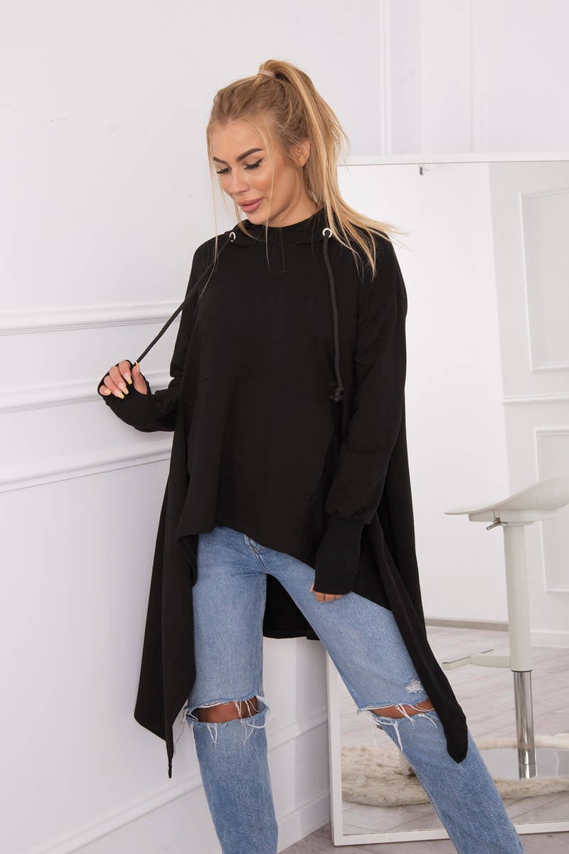 Blouse with black flared at the bottom