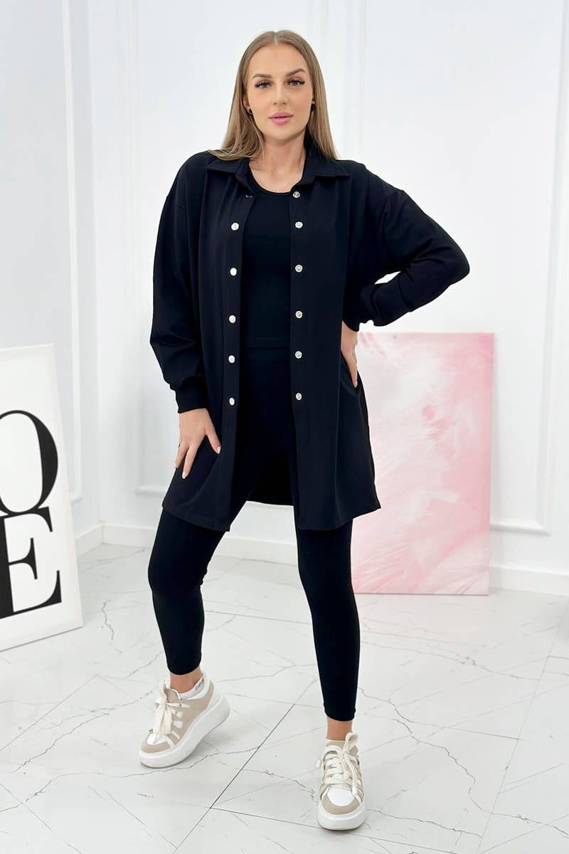 3-piece set of black sweatshirt, top and leggings
