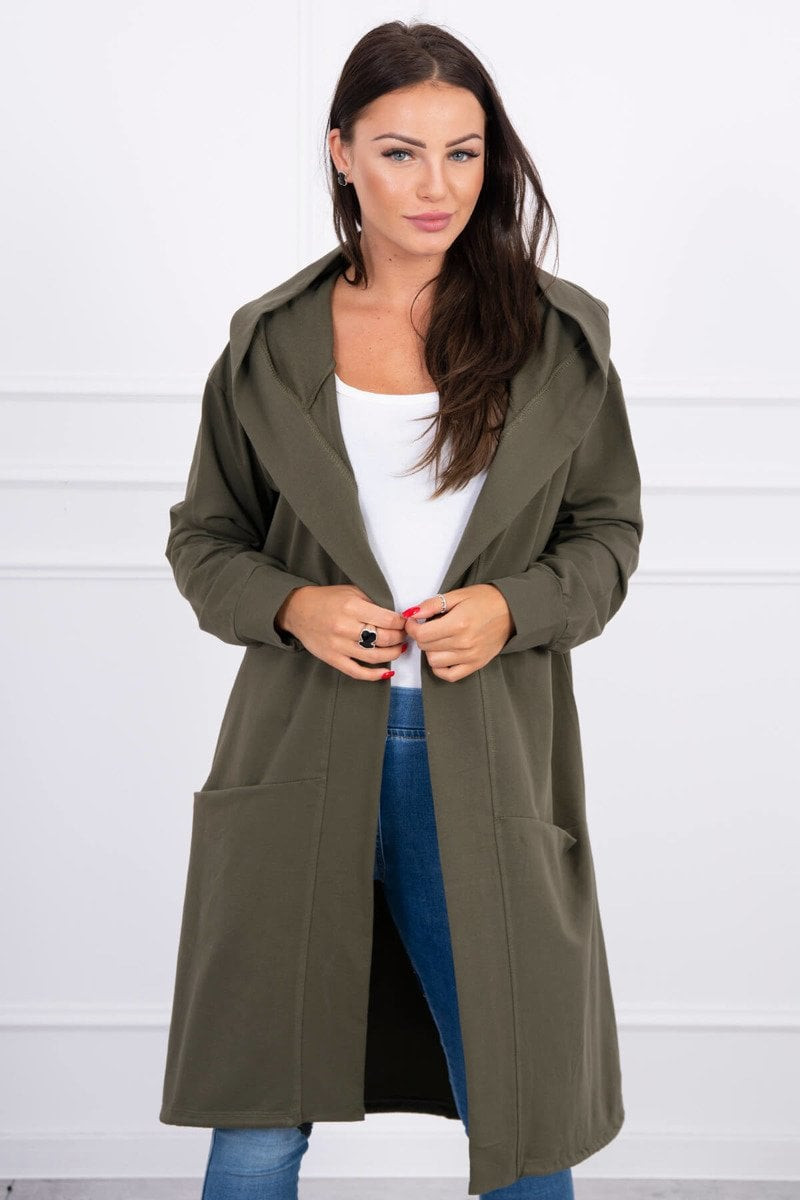 Oversize khaki cape with hood
