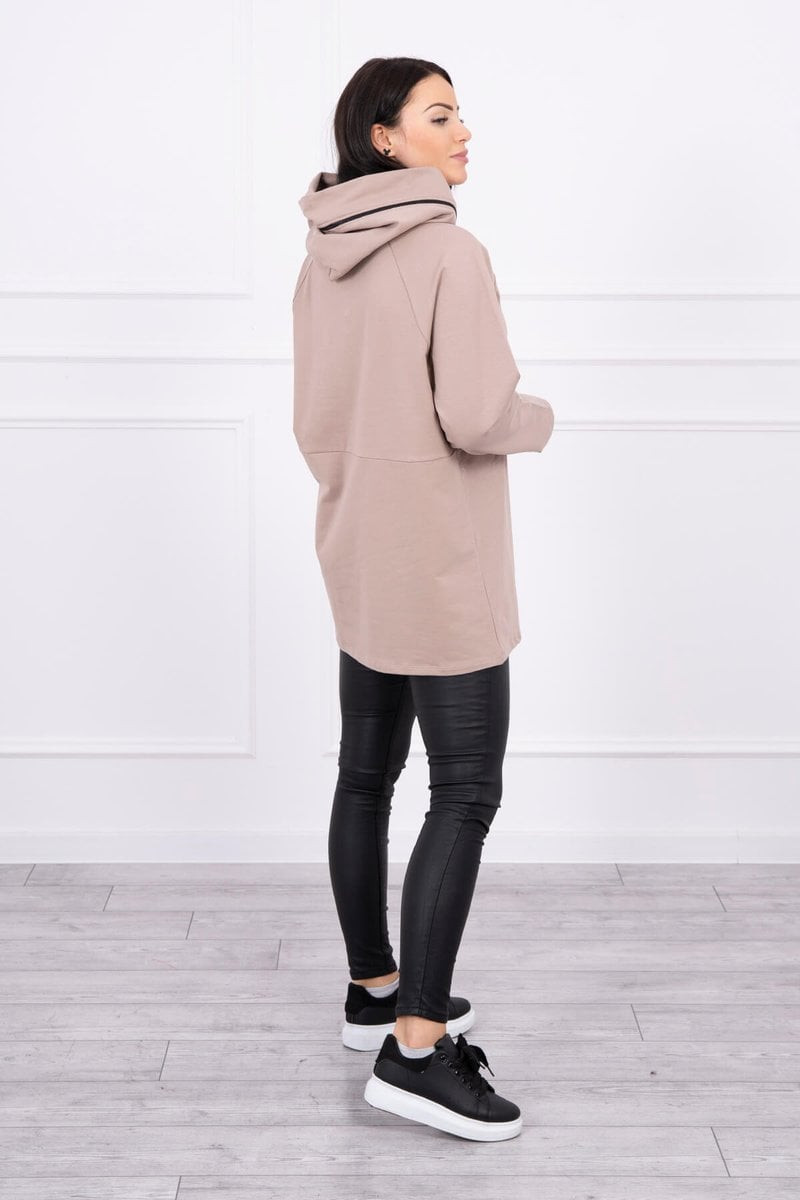 Tunic with zipper on hood Oversize beige