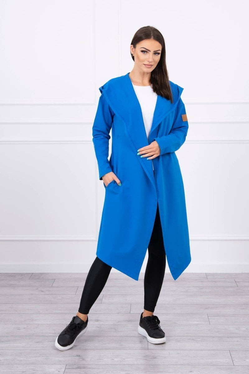 Long hooded cardigan - purple-blue