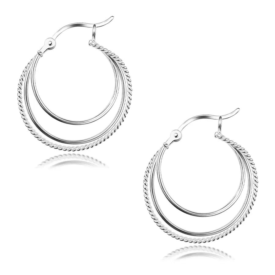 Okrúhle náušnice zo striebra 925 - hladké a špirálovito zatočené obruče