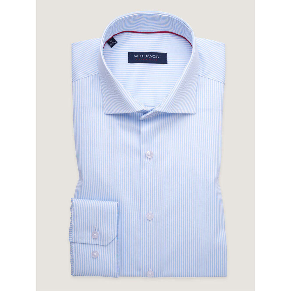 Pánska košeľa extra slim fit svetlomodrej farby s prúžkovaným vzorom 17813