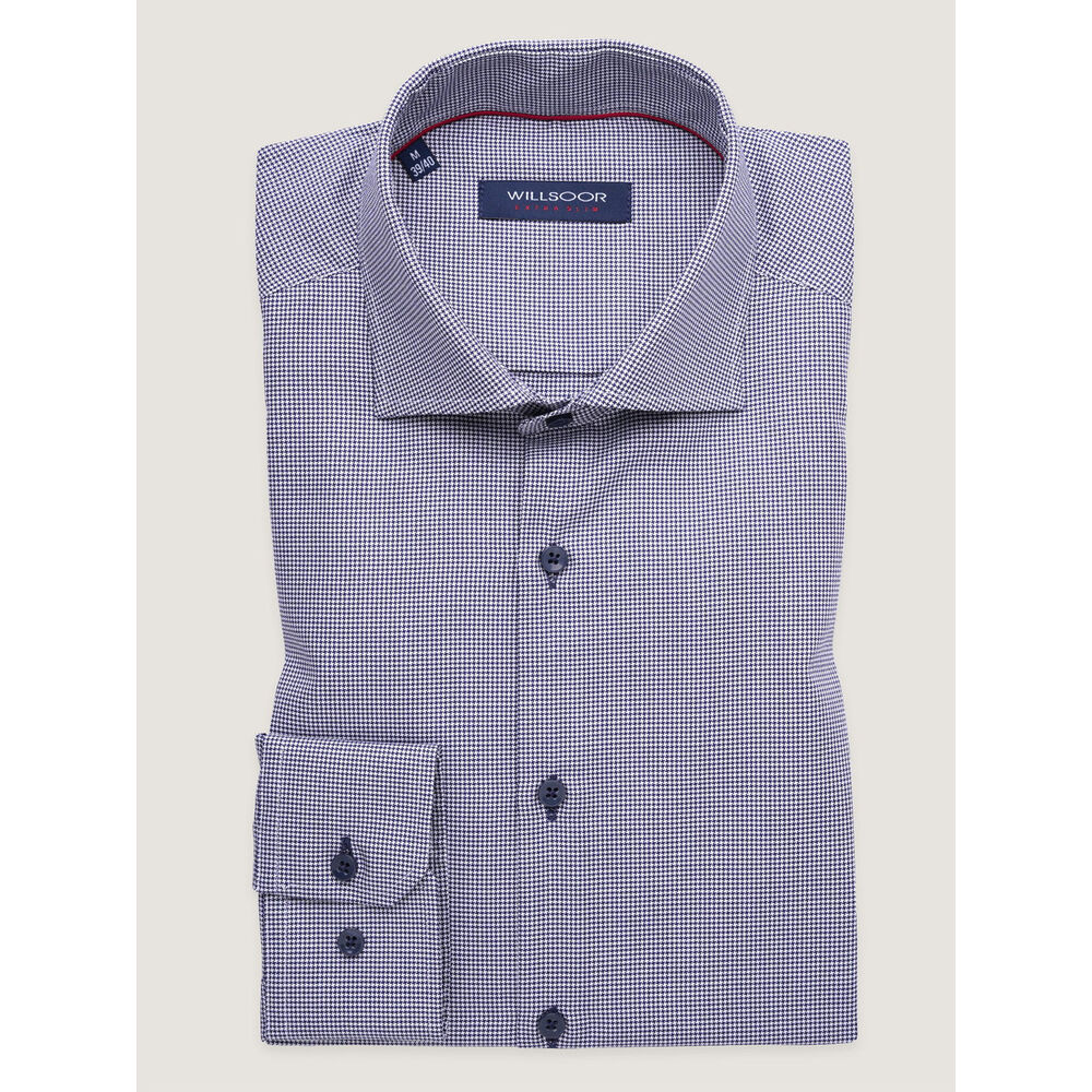 Pánska košeľa extra slim fit s tmavomodro-bielym vzorom 17816