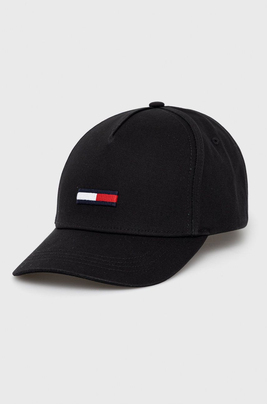 Čiapka Tommy Jeans čierna farba, jednofarebná