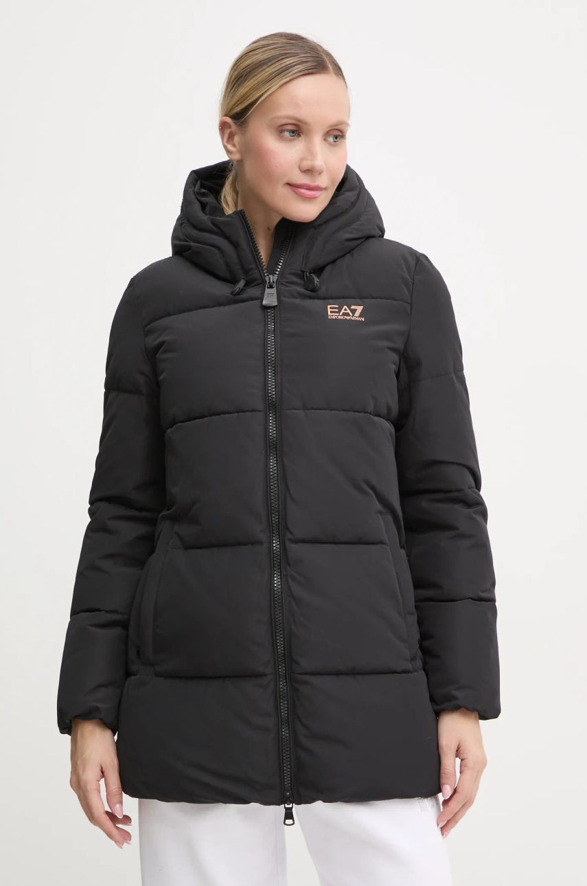 Bunda EA7 Emporio Armani dámska, čierna farba, zimná, TN8AZ.6DTK03