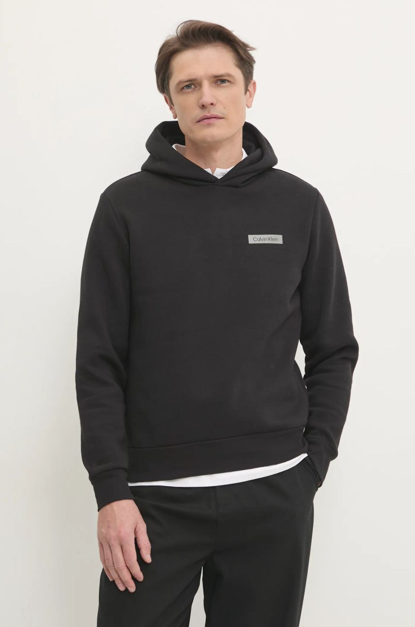 Mikina Calvin Klein pánska, čierna farba, s kapucňou, s potlačou, K10K113773