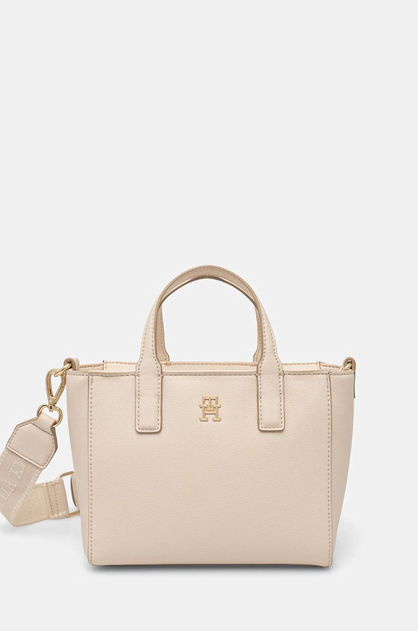 Kabelka Tommy Hilfiger béžová farba, AW0AW16907
