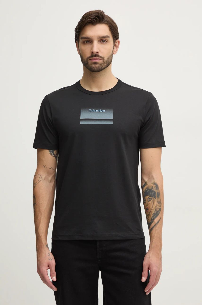 Tričko Calvin Klein pánske, čierna farba, s potlačou, K10K113803