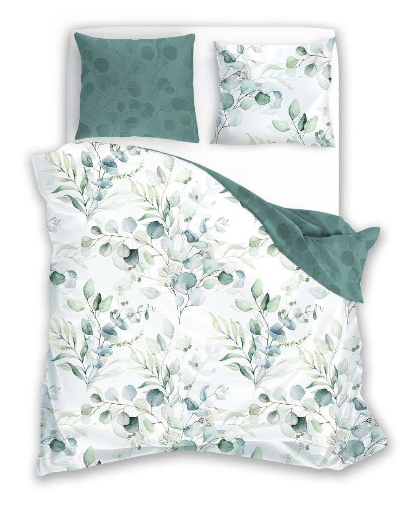 Bavlněné povlečení MILAGRO VERDE 006 160x200 cm + 2x 70x80 cm zelené/bílé