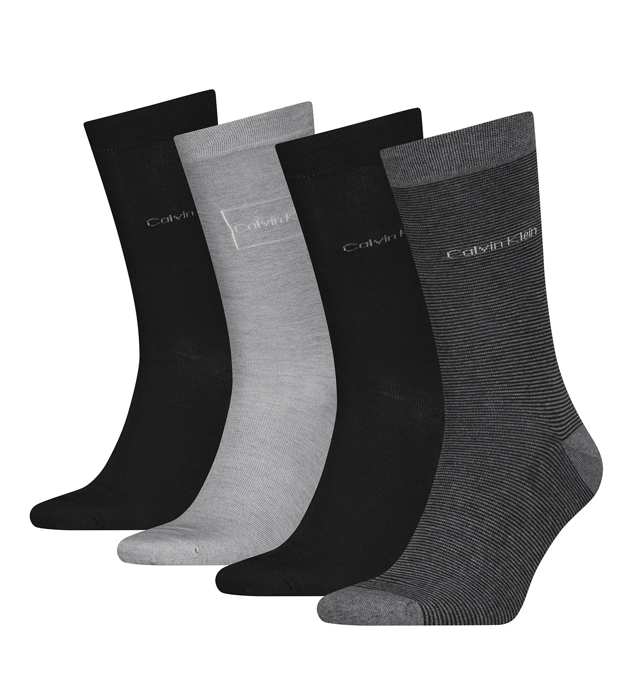 CALVIN KLEIN - ponožky 4PACK CK logo black & gray combo v darčekovej krabičke - limitovaná edícia