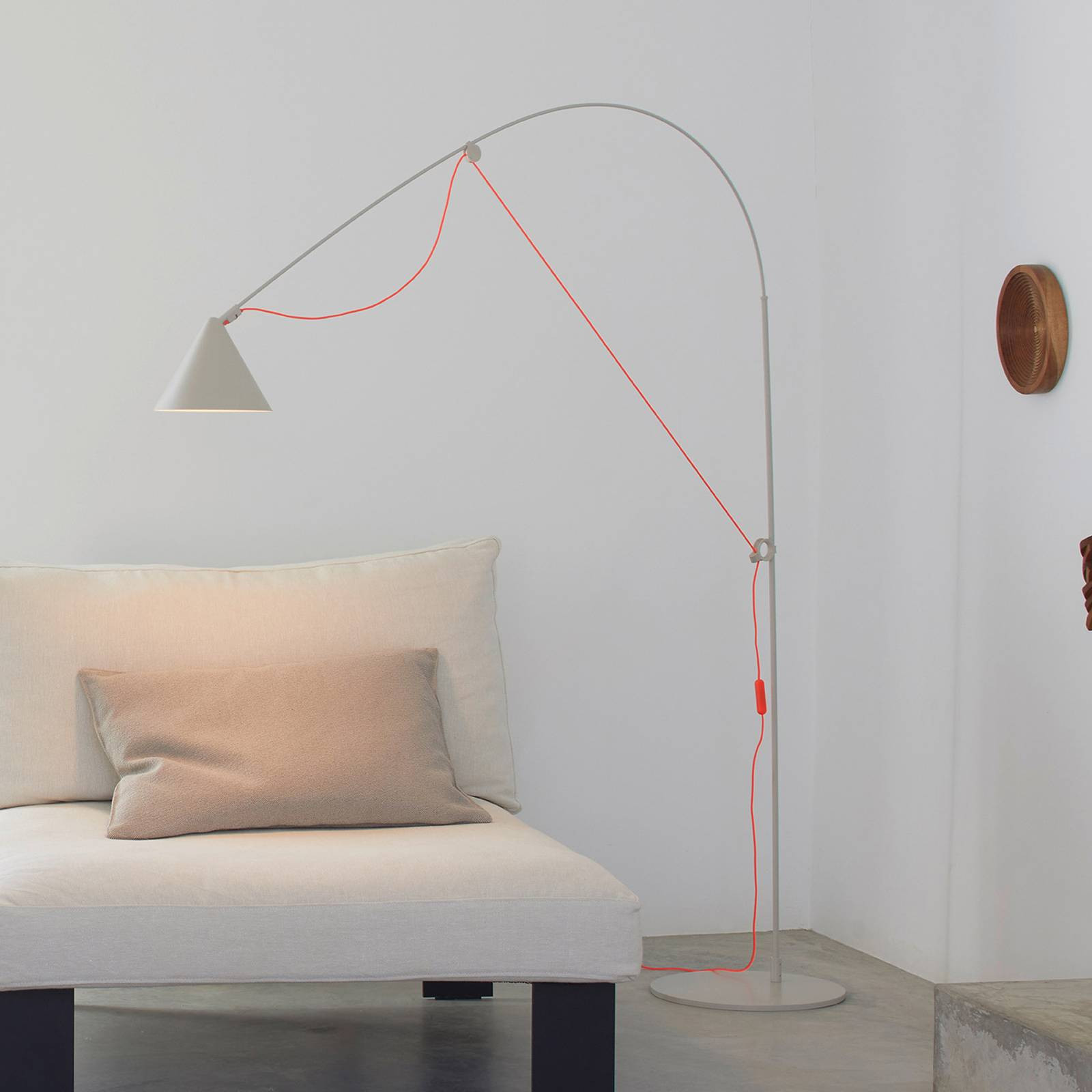 midgard LED stojacia lampa AYNO L, sivá/oranžová, 4 000 K, 166 cm