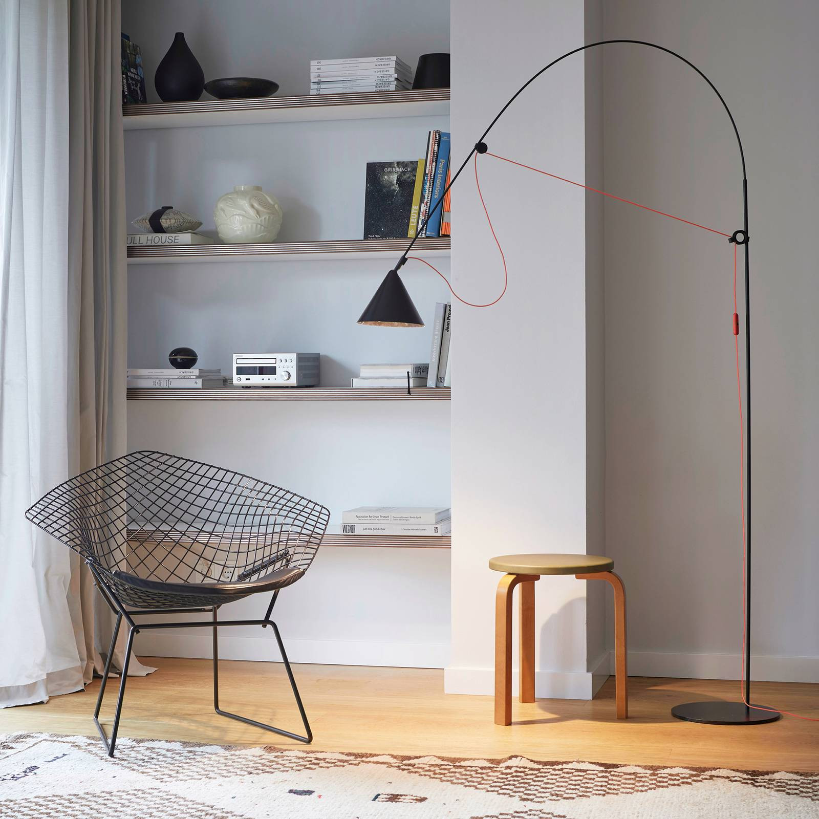 midgard LED stojacia lampa AYNO L, čierna/oranžová 3000 K 166 cm