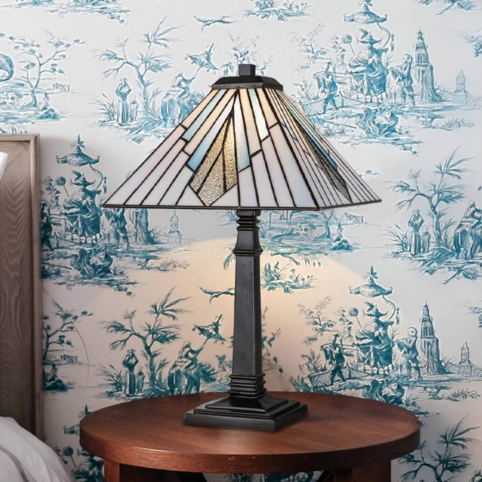 Stolná lampa Alderley, 30 cm x 30 cm, Tiffany štýl, bronz