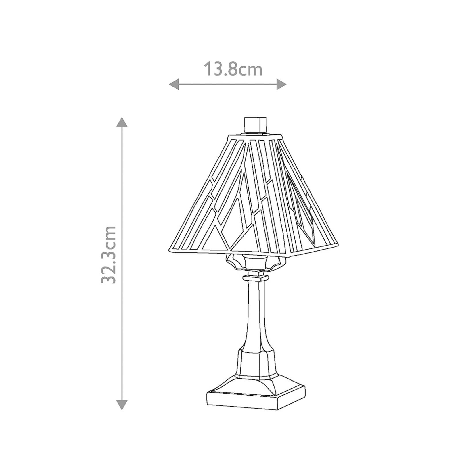 Stolná lampa Alderley, 14 cm x 14 cm, Tiffany štýl, bronz