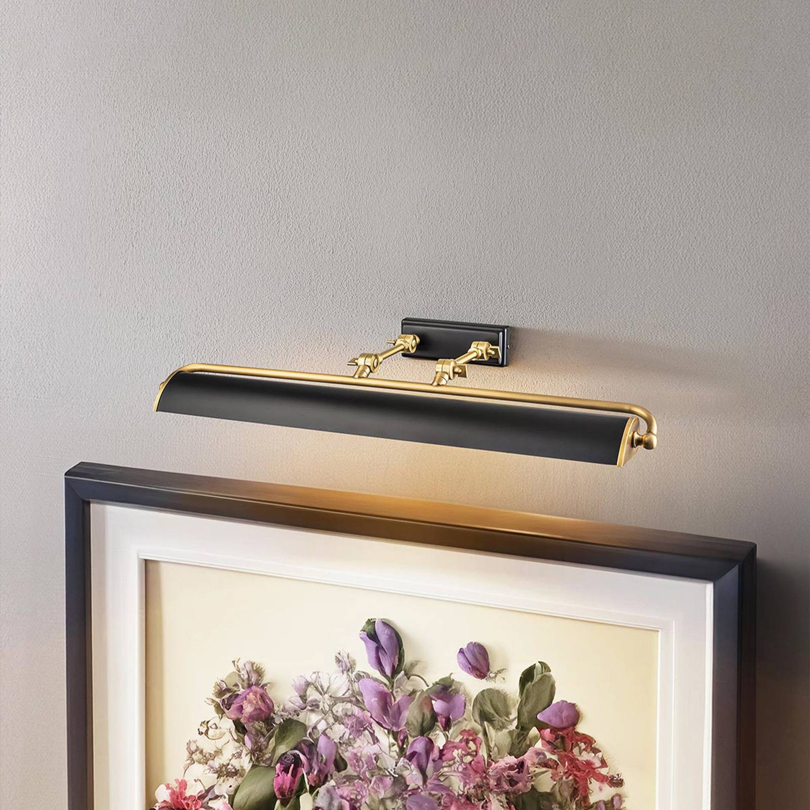 Nástenné svietidlo Winchfield, šírka 70 cm, čierna/mosadz