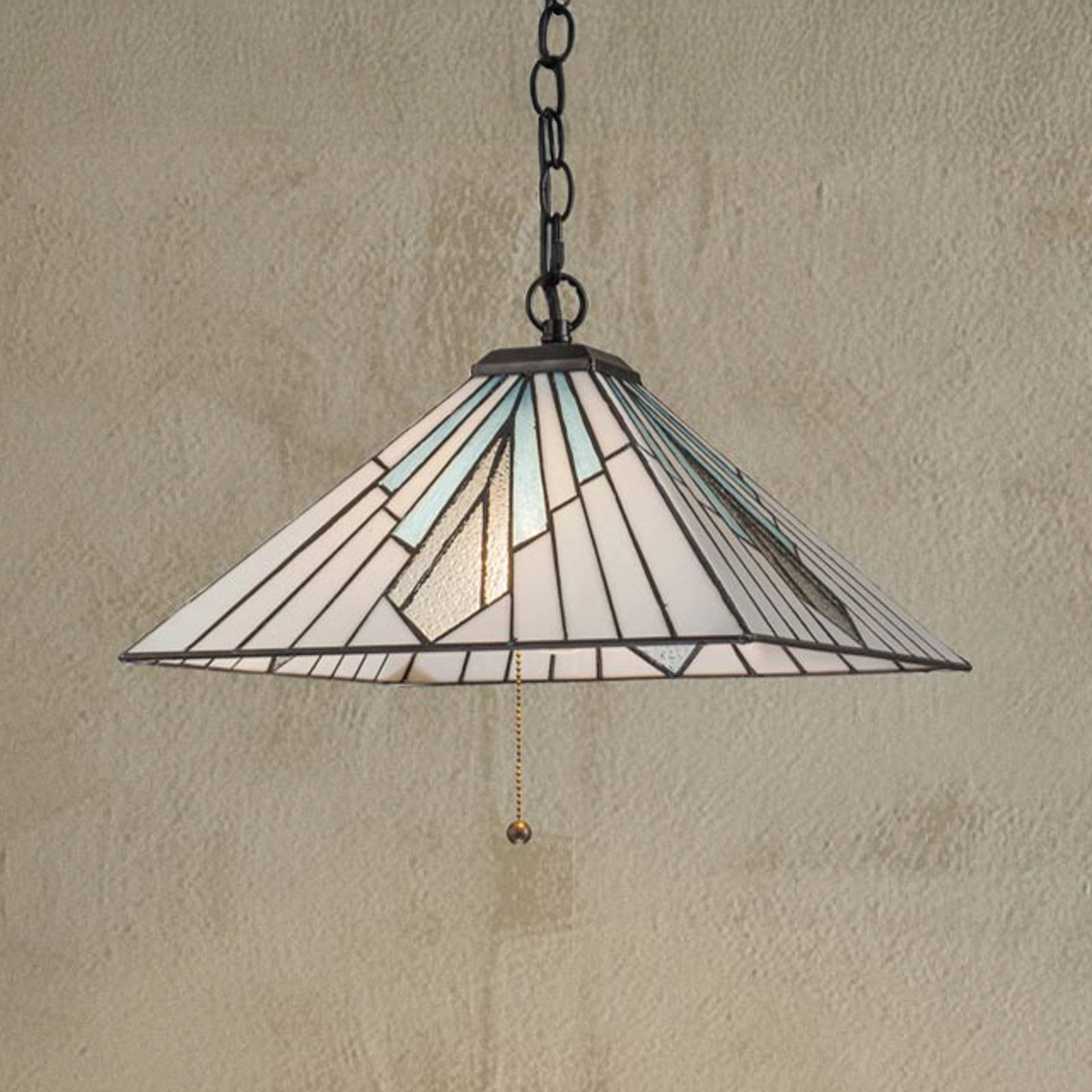 Závesné svietidlo Alderley, Tiffany štýl, bronz, ťahový spínač