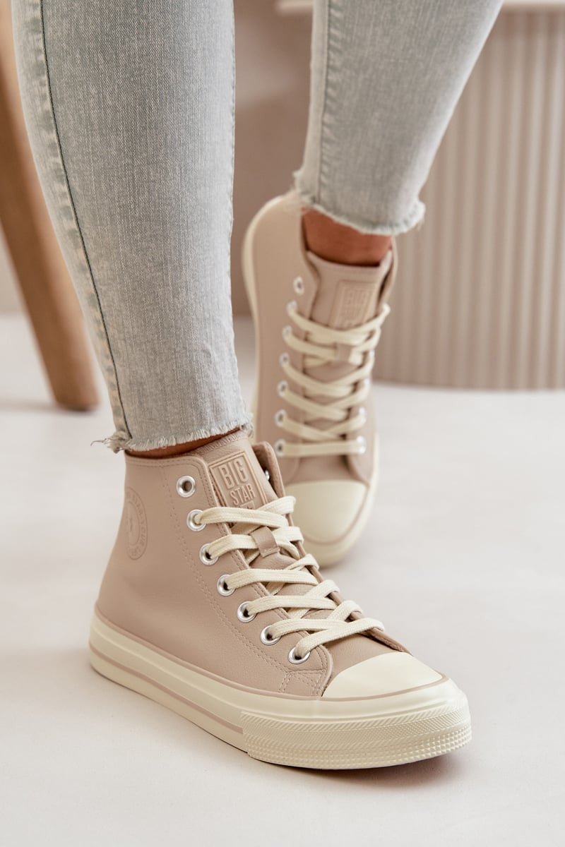 Women's Insulated Eco Leather Sneakers Beige Big Star