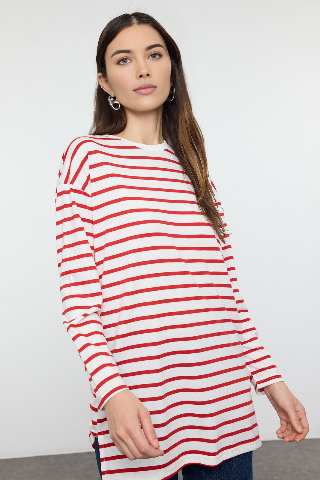 Trendyol Red Striped Knitted Tunic