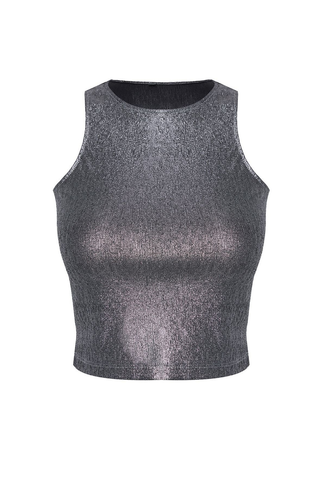 Trendyol Silver Shiny Glitter Knitted Bustier