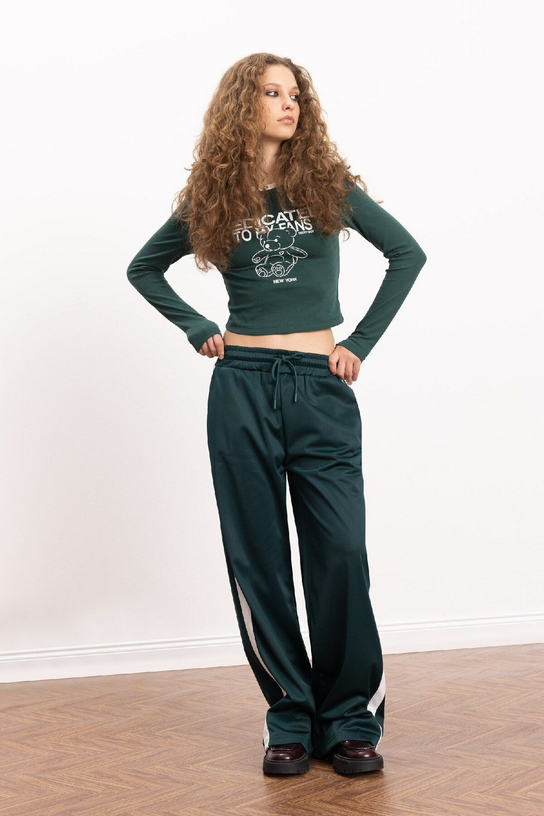 DEFACTO Cool Wide Leg Elastic Waist Pocket Lace-up Sweatpants