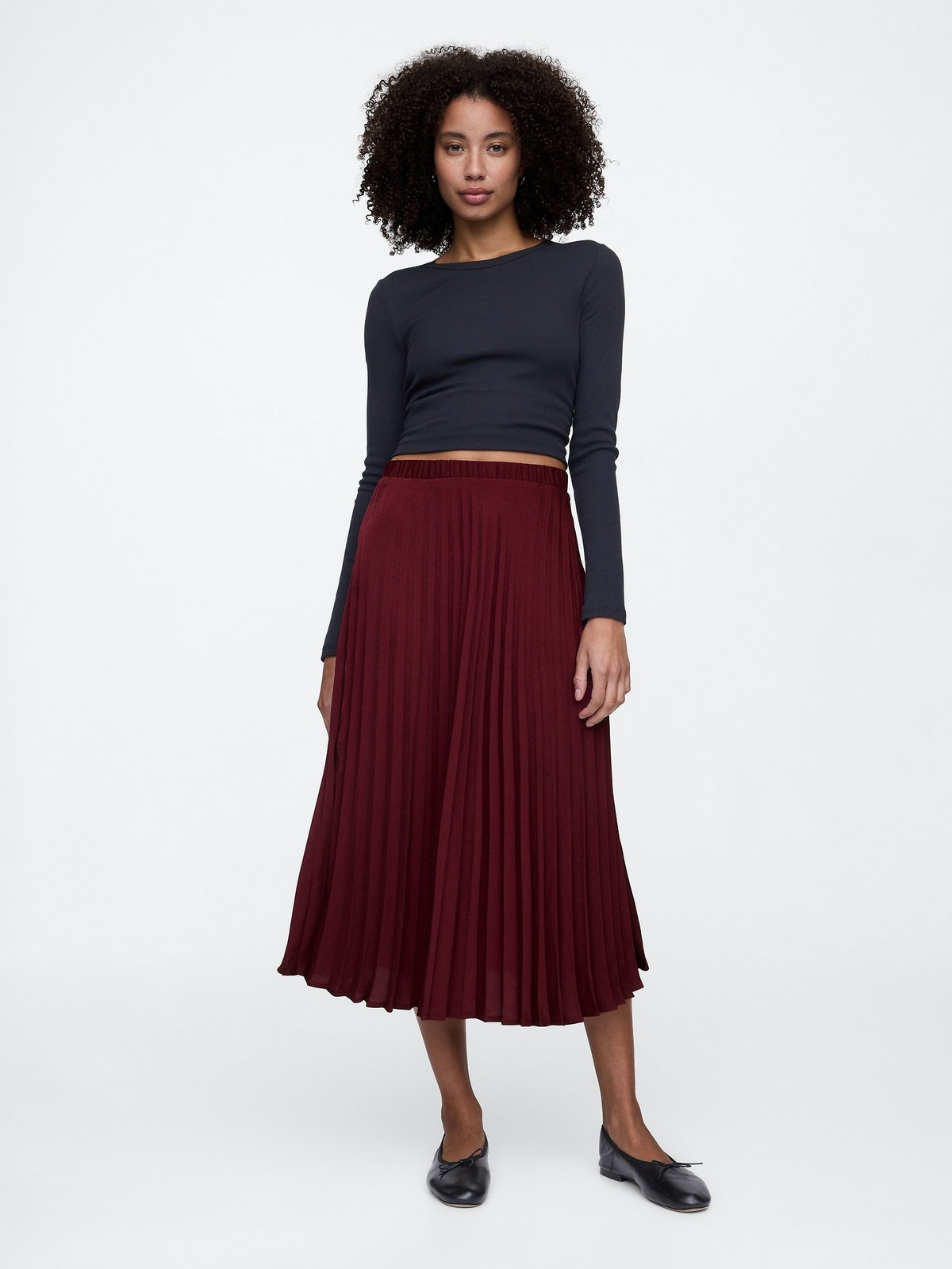 GAP Pleated satin midi skirt - Women's