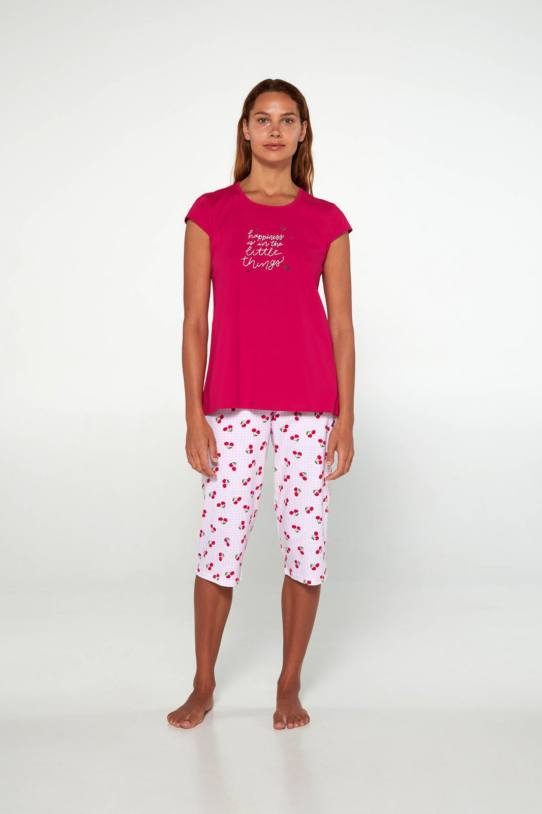 Vamp - Pyžamo s krátkym rukávom 20313 - Vamp pink blossom 3XL