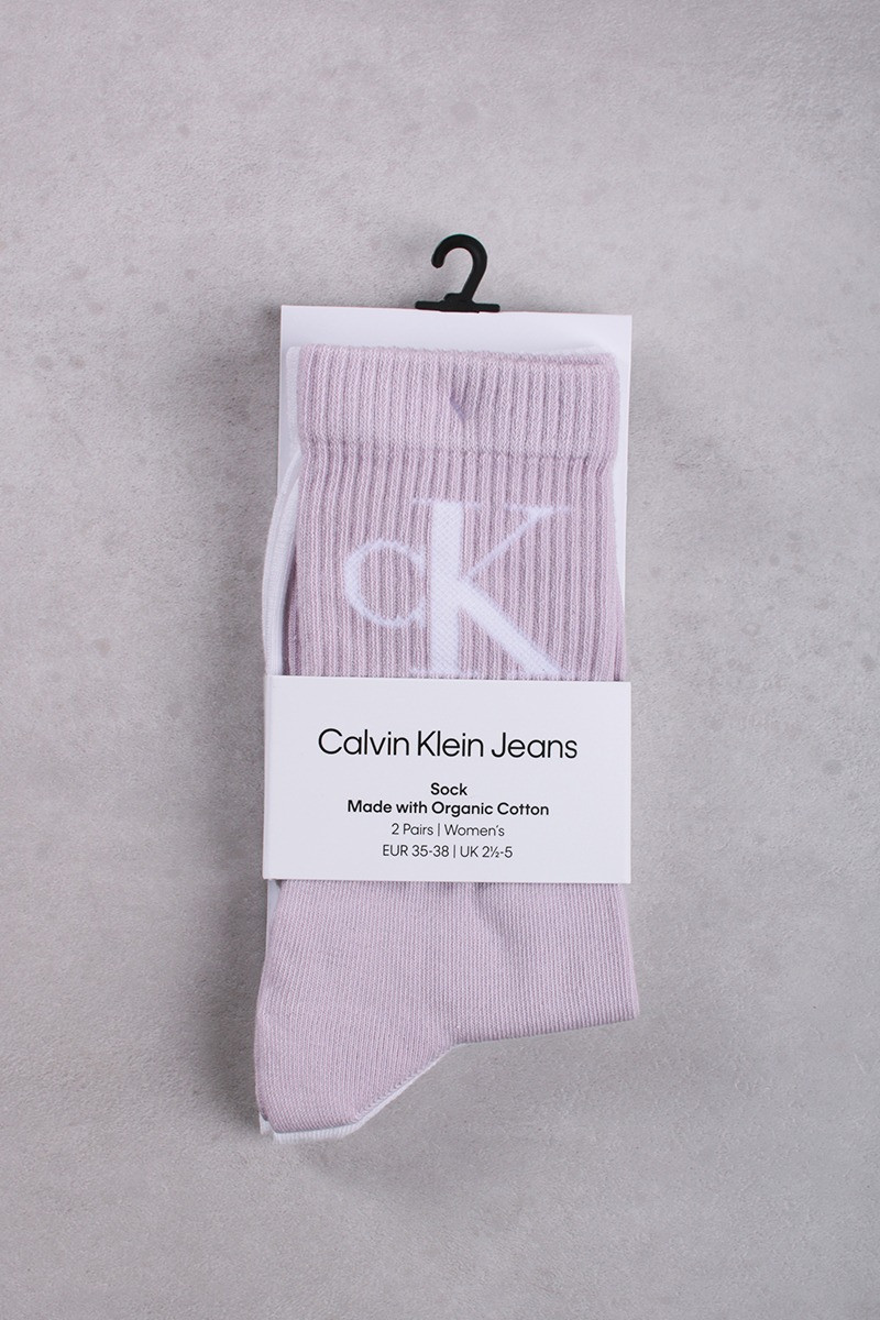 Fialovo-biele ponožky CKJ Women Sock 2P Monogram - dvojbalenie