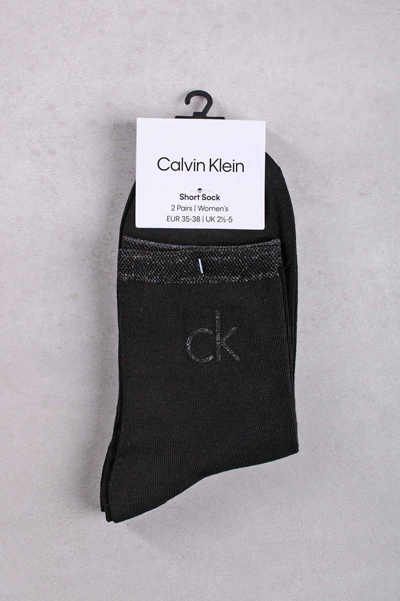 Čierne ponožky CKJ Women Short Sock 2P Shiny Logo - dvojbalenie