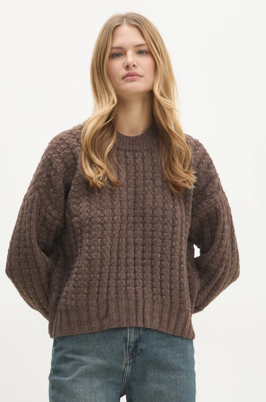 Sveter s prímesou vlny Answear Lab dámsky, hnedá farba