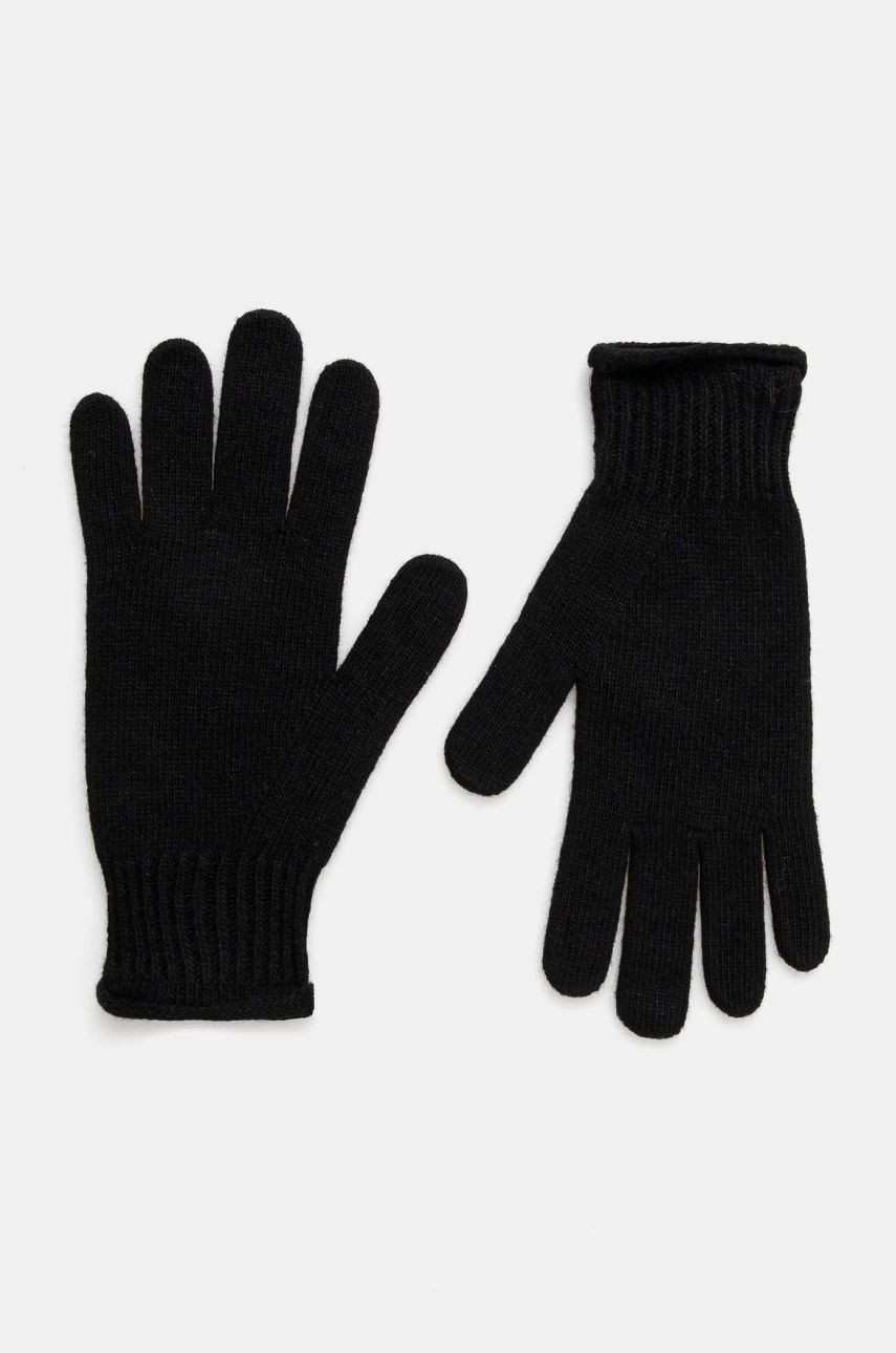 Rukavice s prímesou vlny Sisley čierna farba, 122HMG001