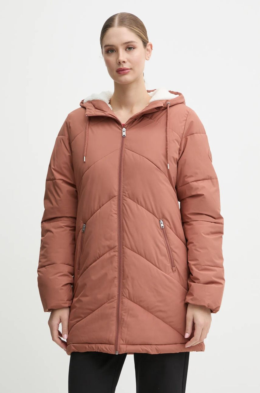 Bunda Roxy Better Weather dámska, hnedá farba, zimná, oversize, ERJJK03634