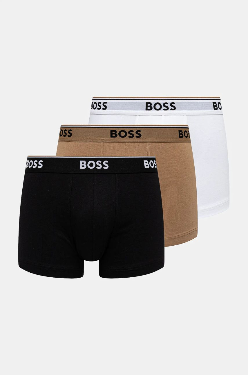 Boxerky BOSS 3-pak pánske, biela farba, 50531684