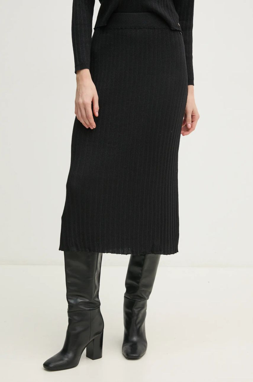 Sukňa Pepe Jeans NICOLE SKIRT čierna farba, midi, rovný strih, PL901174