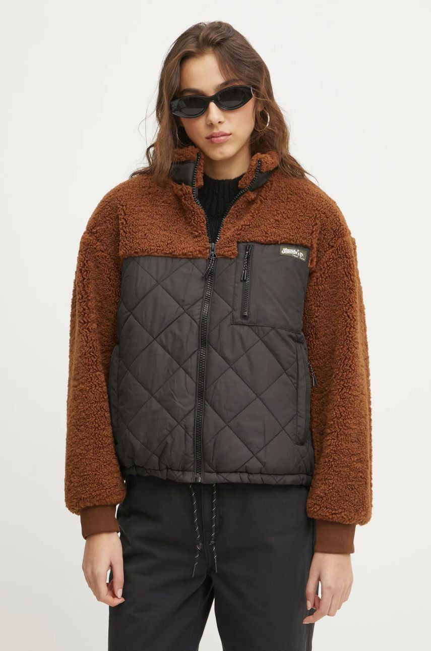 Bunda Superdry dámska, hnedá farba, prechodná, W5011771A-8RZ