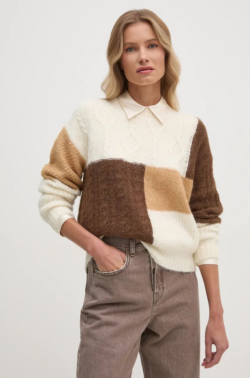 Sveter s prímesou vlny Pepe Jeans HILARY dámsky, béžová farba, PL702194