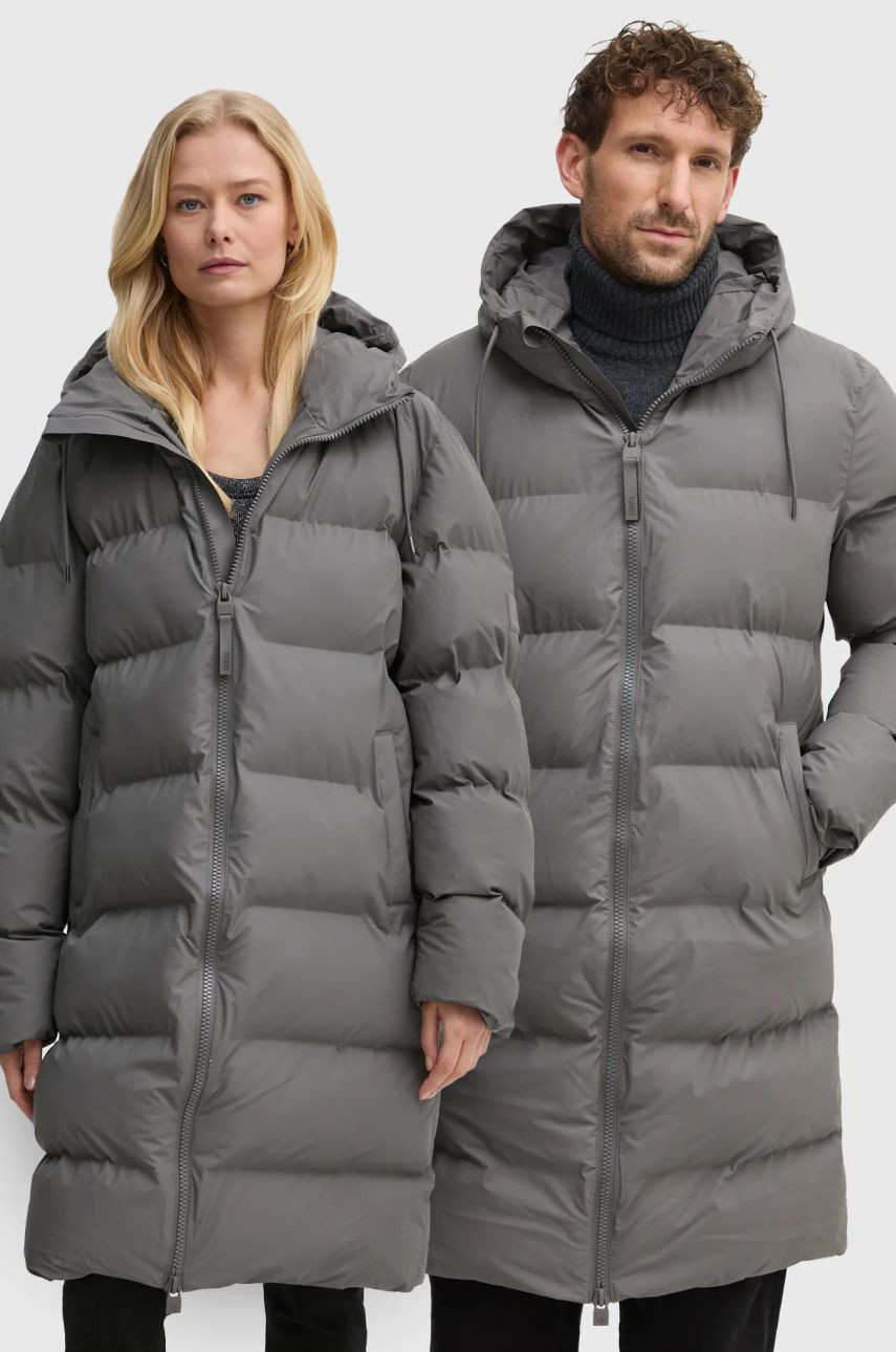Bunda Rains Alta Longer Puffer Jacket W3T4 šedá farba, zimná, 15130-13