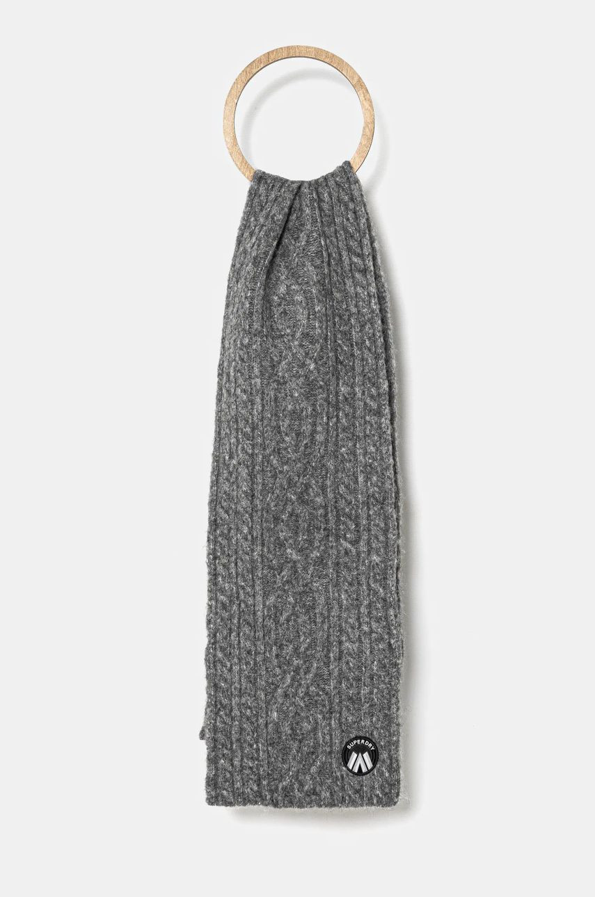Vlnený šál Superdry šedá farba, melanžový, W9310079A-C2Z