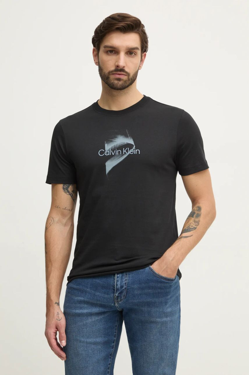 Tričko Calvin Klein pánske, čierna farba, s potlačou, K10K114353