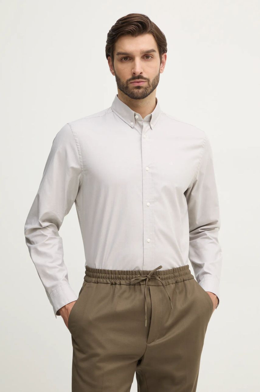 Košeľa Calvin Klein pánska, béžová farba, regular, s klasickým golierom, K10K113614