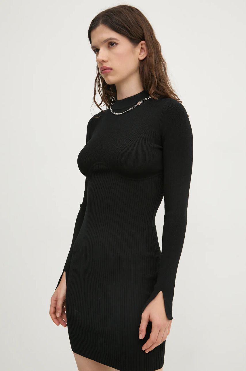 Šaty HUGO čierna farba, mini, priliehavá, 50532171